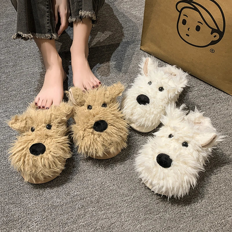 Pat and Pet Emporium | Shoes | Women's Cute Shaggy Dog Slippers