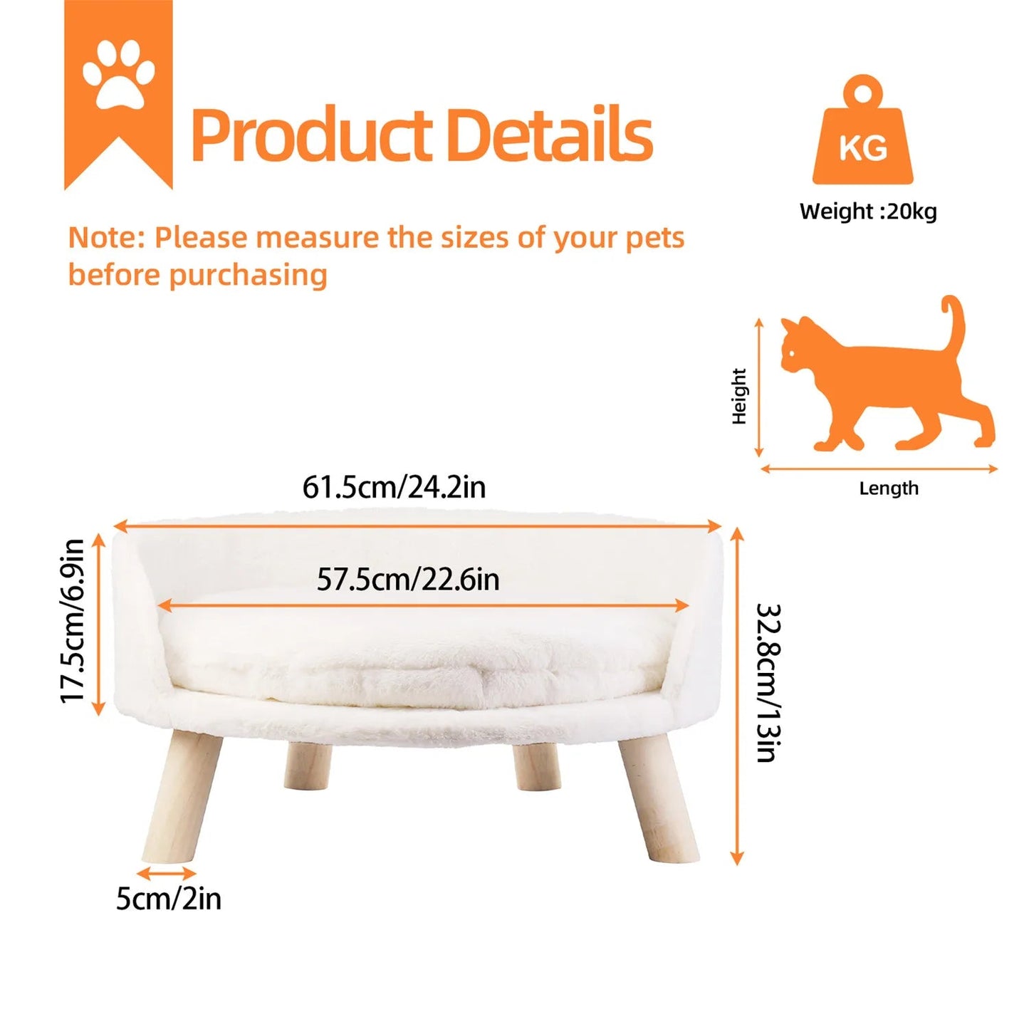 Pat and Pet Emporium | Pet Beds | Plush Small Pet Raised Chair