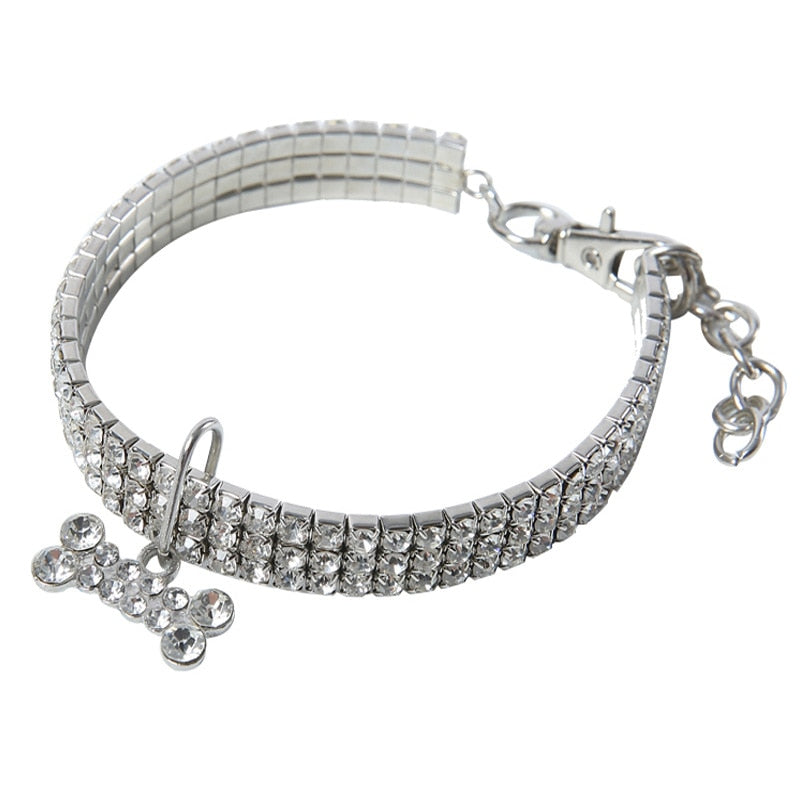 Pat and Pet Emporium | Pet Collars | Rhinestone Bone Collar