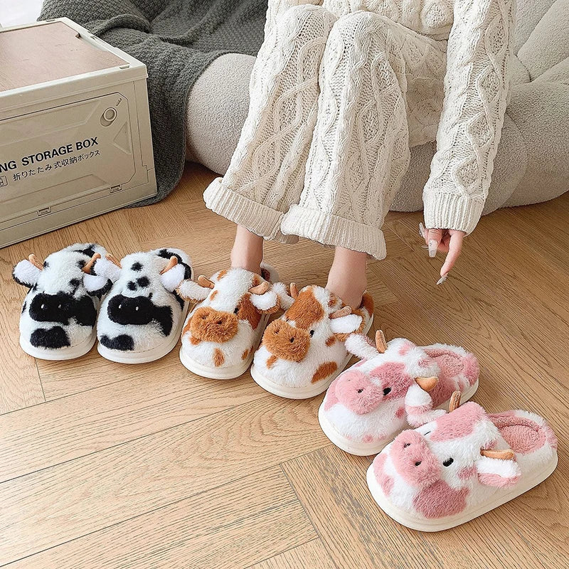 Pat and Pet Emporium | Shoes | Women's Warm Cartoon Cow Slippers