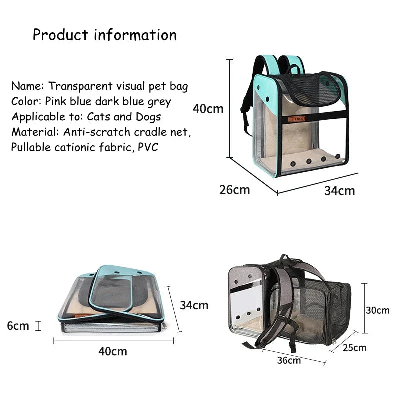 Pat and Pet Emporium | Pet Carriers | Clear Pet Travel Backpack