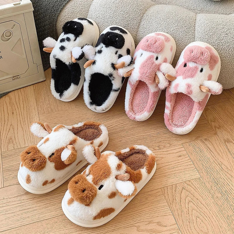 Pat and Pet Emporium | Shoes | Women's Warm Cartoon Cow Slippers