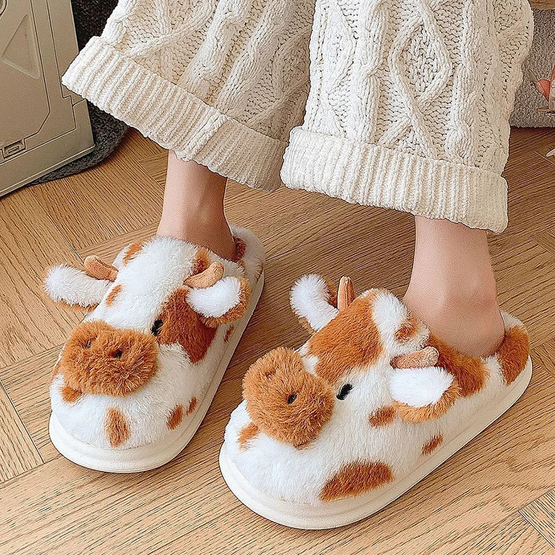 Pat and Pet Emporium | Shoes | Women's Warm Cartoon Cow Slippers