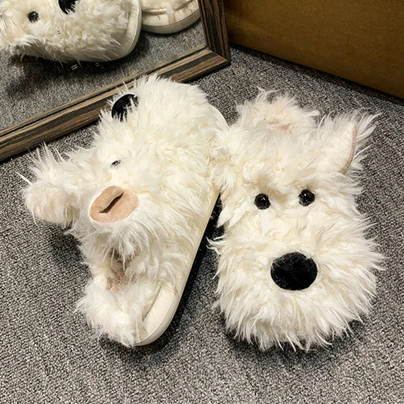Pat and Pet Emporium | Shoes | Women's Cute Shaggy Dog Slippers