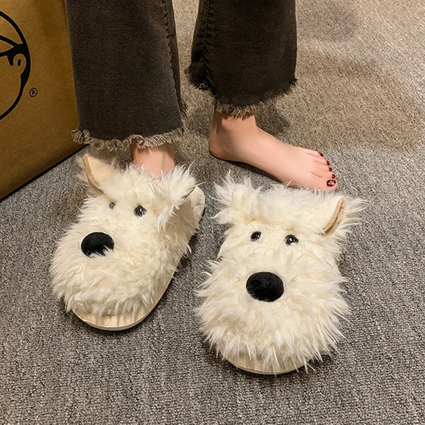 Pat and Pet Emporium | Shoes | Women's Cute Shaggy Dog Slippers