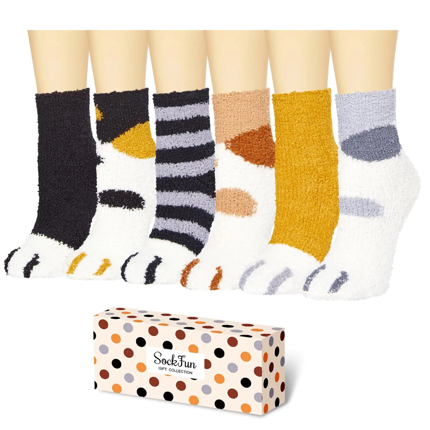 Pat and Pet Emporium | Socks | Women's Fluffy Animal Paw Socks