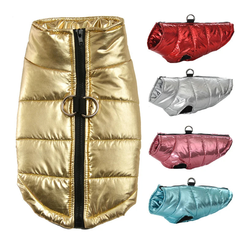 Pat and Pet Emporium | Pet Clothing | Metallic Puffer Dog Jacket