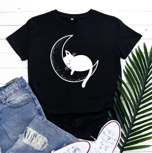 Pat and Pet Emporium | Pet Lovers | Shirts | Women's Cat Moon Tee