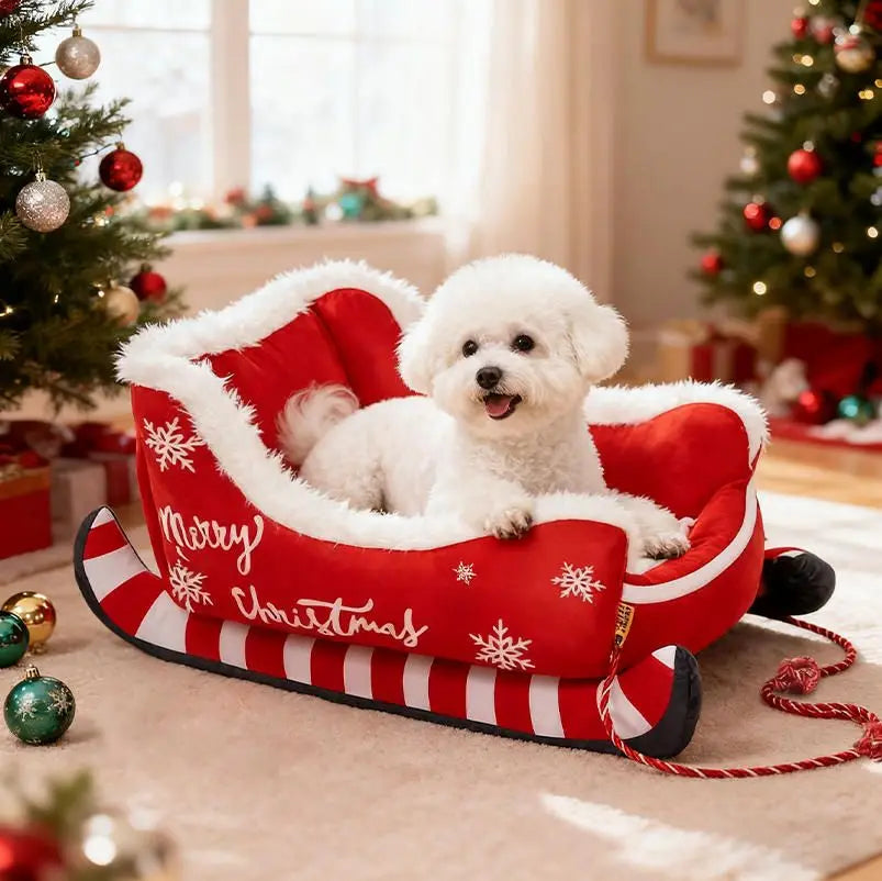 Pat and Pet Emporium | Pet Beds | Christmas Sleigh Pet Bed