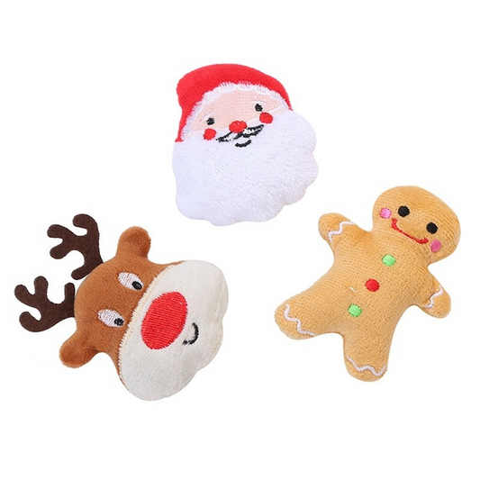 Pat and Pet Emporium | Pet Chew Toys | Pet Christmas Plush Toy 3 Pcs