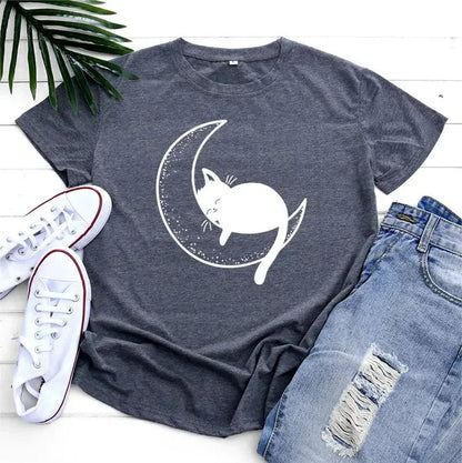 Pat and Pet Emporium | Pet Lovers | Shirts | Women's Cat Moon Tee