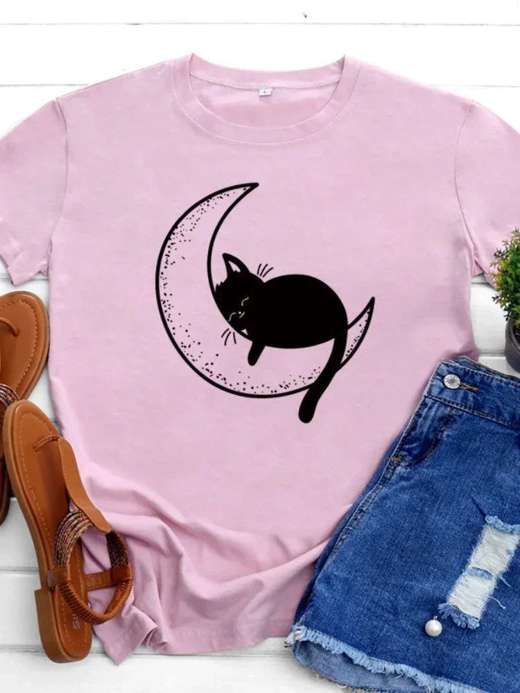Pat and Pet Emporium | Pet Lovers | Shirts | Women's Cat Moon Tee