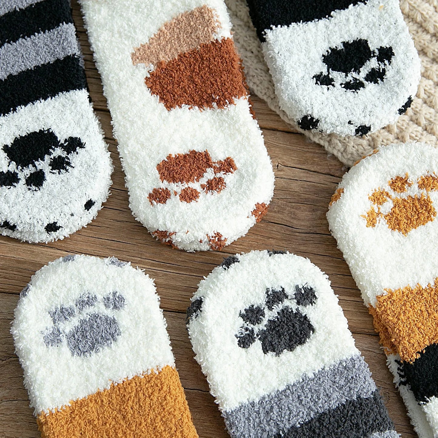 Pat and Pet Emporium | Socks | Women's Fluffy Animal Paw Socks