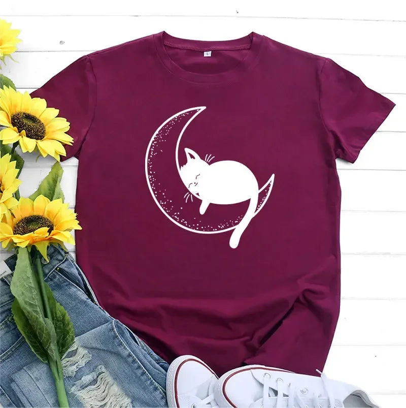 Pat and Pet Emporium | Pet Lovers | Shirts | Women's Cat Moon Tee