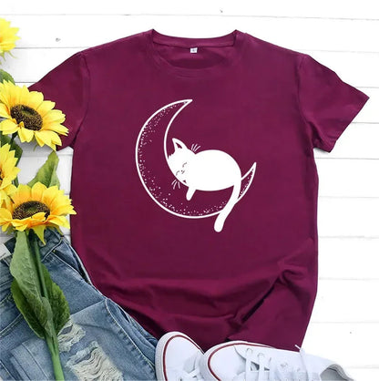 Pat and Pet Emporium | Pet Lovers | Shirts | Women's Cat Moon Tee
