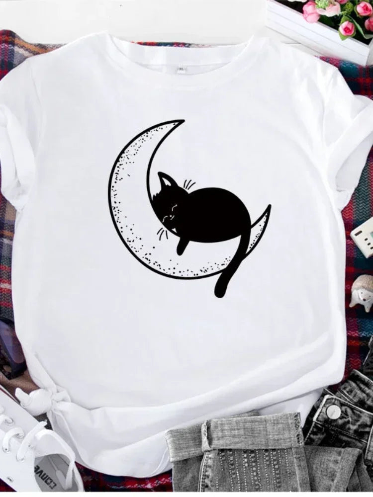 Pat and Pet Emporium | Pet Lovers | Shirts | Women's Cat Moon Tee