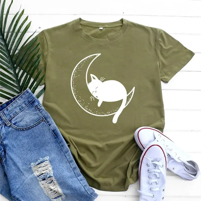 Pat and Pet Emporium | Pet Lovers | Shirts | Women's Cat Moon Tee