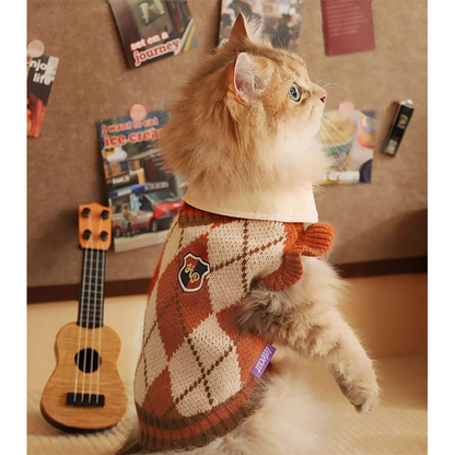 Pat and Pet Emporium | Pet Clothing | Argyle Pattern Pet Sweater