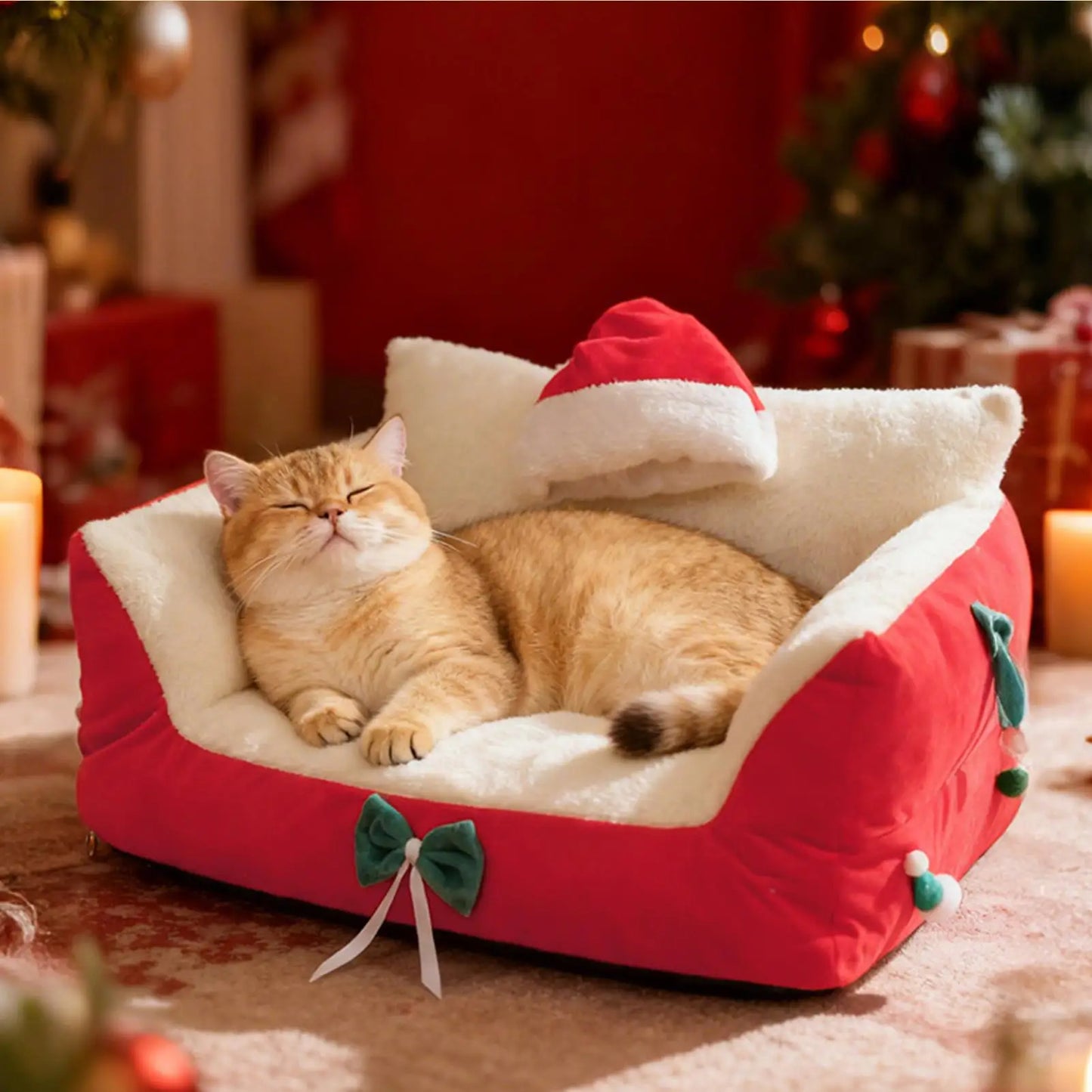Pat and Pet Emporium | Pet Beds | Plush Christmas Pet Bed