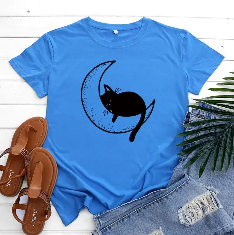 Pat and Pet Emporium | Pet Lovers | Shirts | Women's Cat Moon Tee