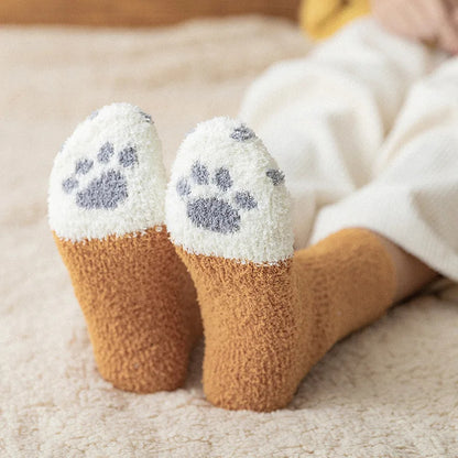 Pat and Pet Emporium | Socks | Women's Fluffy Animal Paw Socks