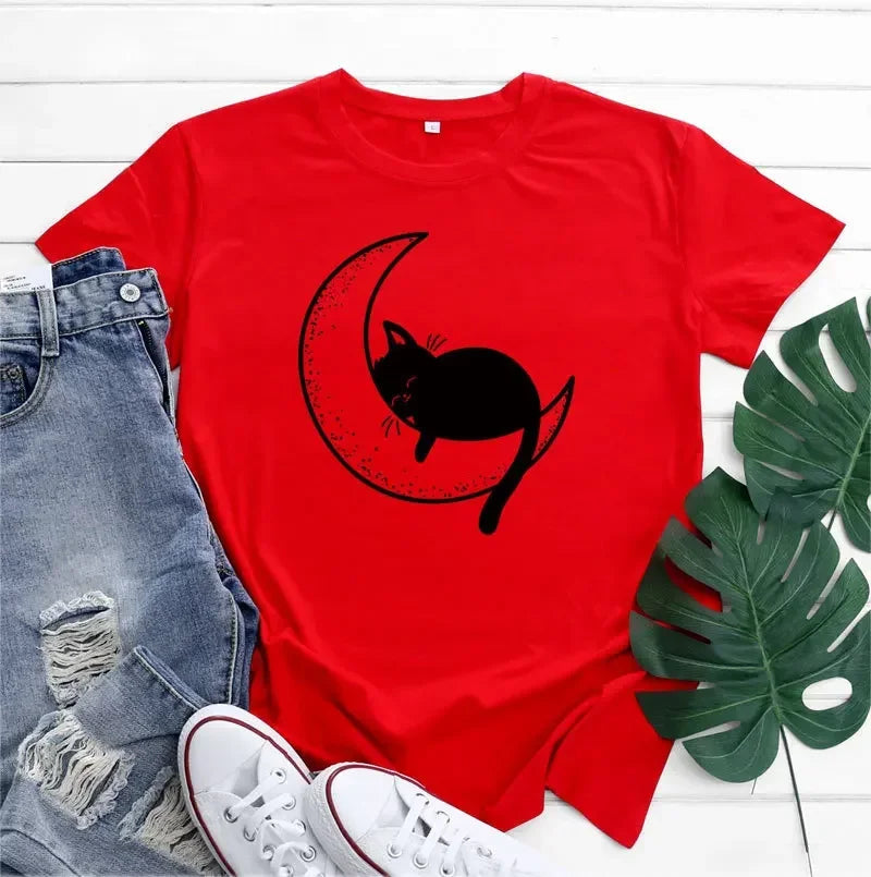 Pat and Pet Emporium | Pet Lovers | Shirts | Women's Cat Moon Tee