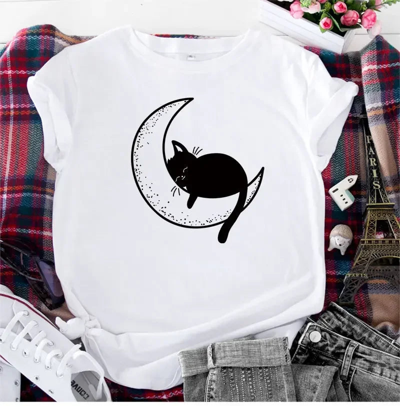 Pat and Pet Emporium | Pet Lovers | Shirts | Women's Cat Moon Tee