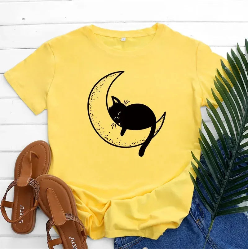 Pat and Pet Emporium | Pet Lovers | Shirts | Women's Cat Moon Tee