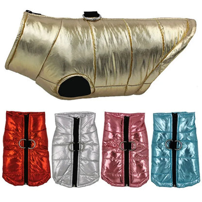 Pat and Pet Emporium | Pet Clothing | Metallic Puffer Dog Jacket