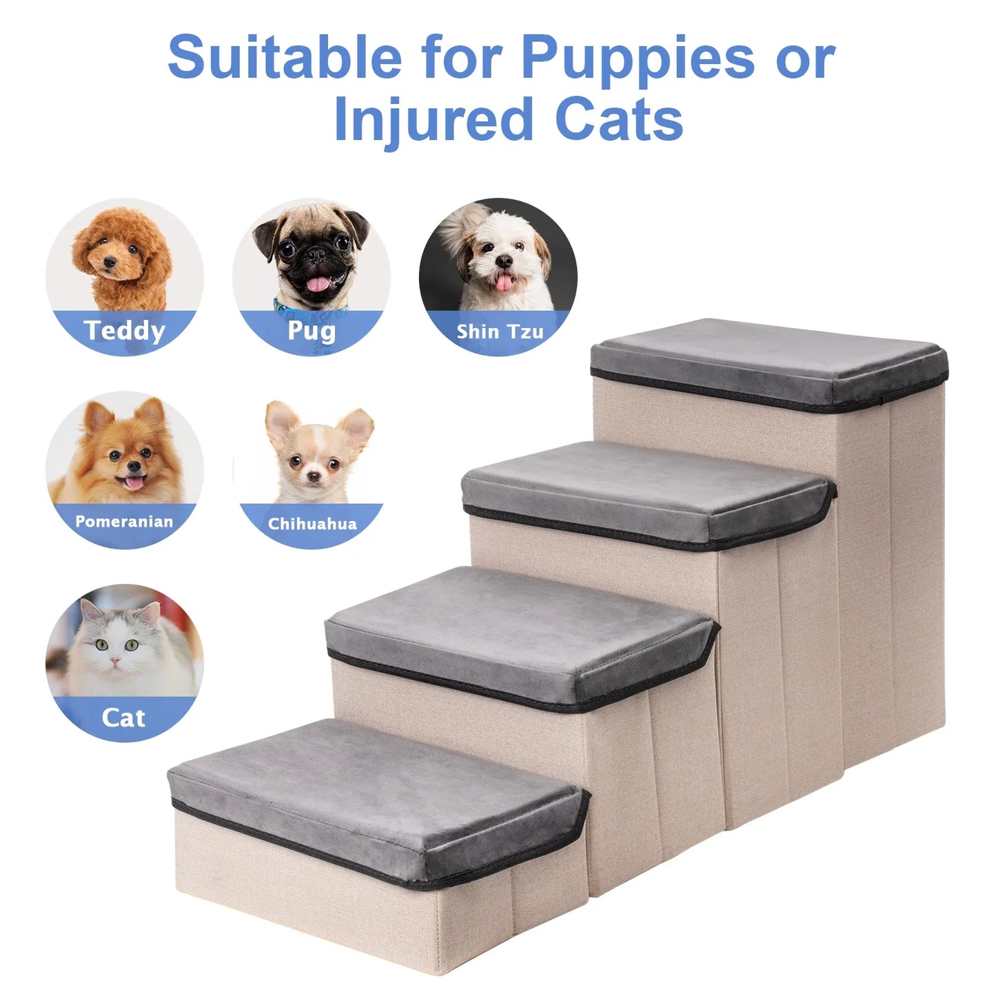 Pat and Pet Emporium | Pet Home Products | Foldable Dog Stairs 4 Tier