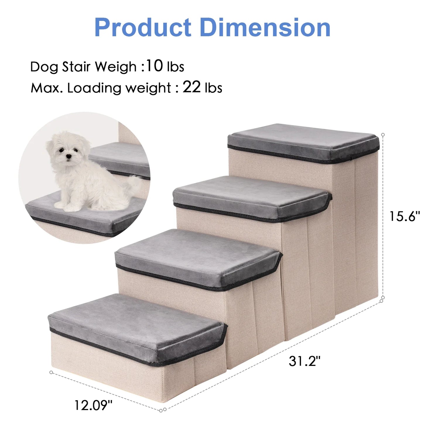 Pat and Pet Emporium | Pet Home Products | Foldable Dog Stairs 4 Tier