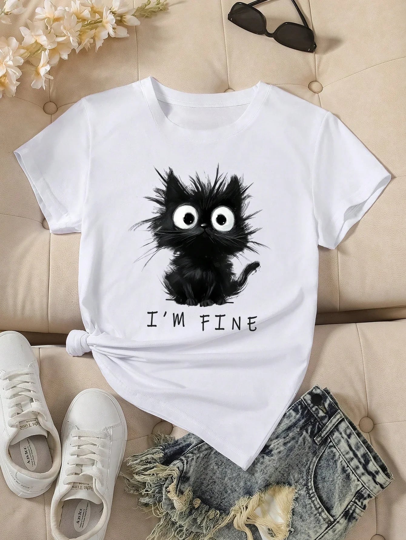 Pat and Pet Emporium | Pet Lovers | Shirts | Women's I'm Fine Cat Tee