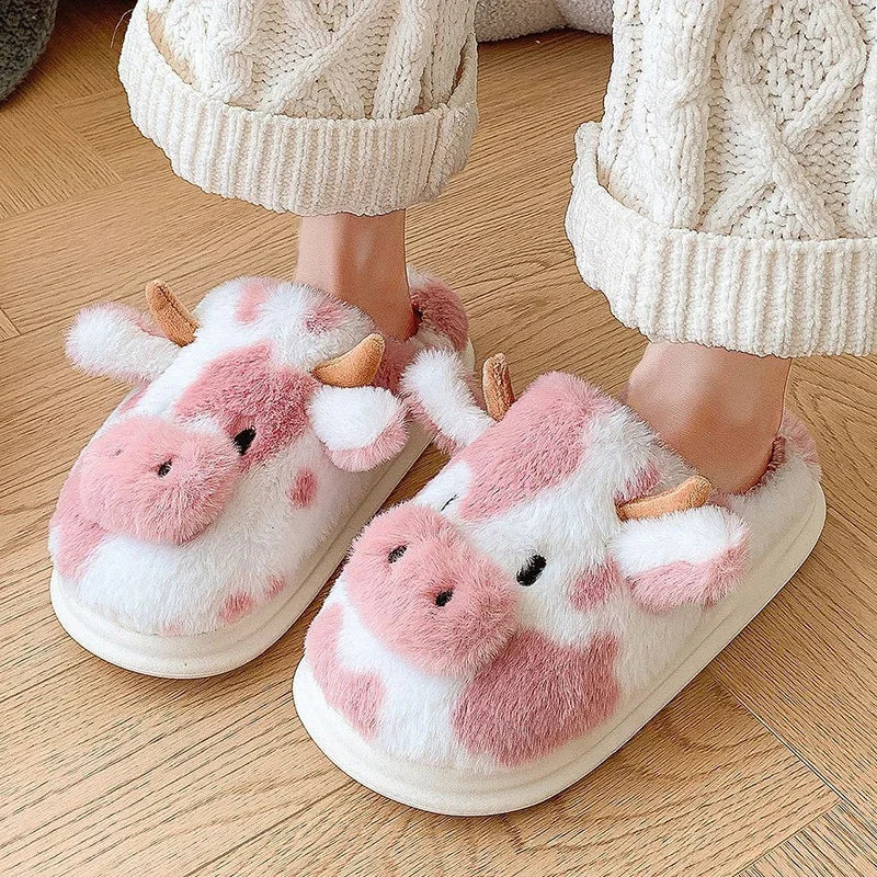 Pat and Pet Emporium | Shoes | Women's Warm Cartoon Cow Slippers
