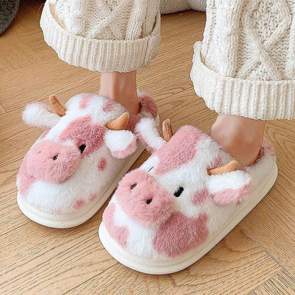 Pat and Pet Emporium | Shoes | Women's Warm Cartoon Cow Slippers