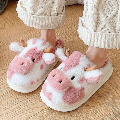 Pat and Pet Emporium | Shoes | Women's Warm Cartoon Cow Slippers
