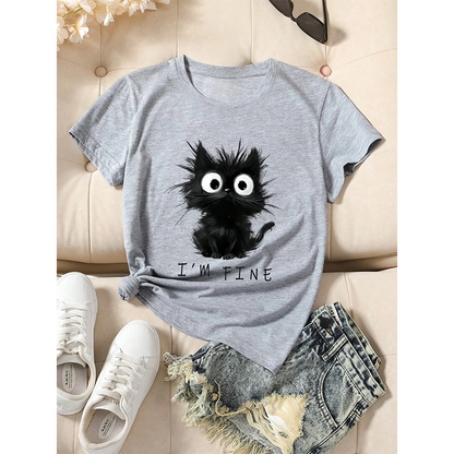 Pat and Pet Emporium | Pet Lovers T-Shirts | Cat I'm Fine Shirt