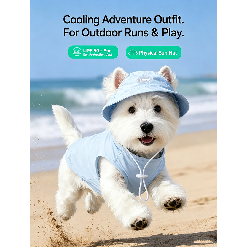 Pat and Pet Emporium | Pet Clothing | Cooling Dog Vest & Hat Set
