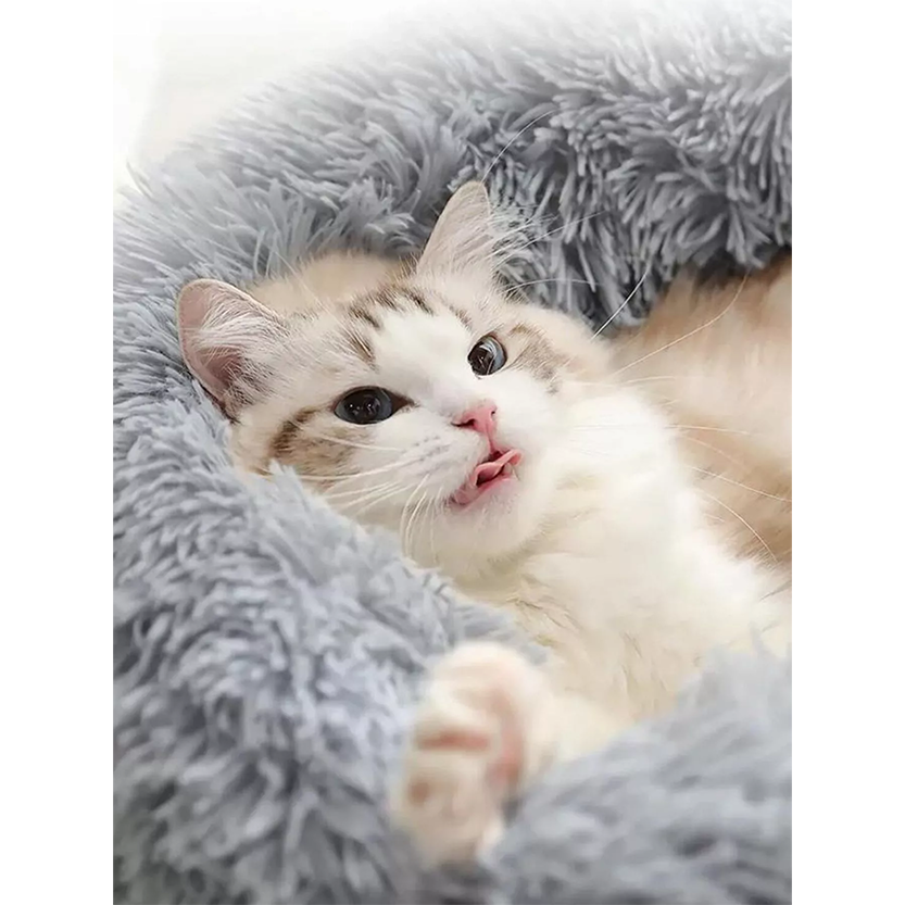 Pat and Pet Emporium | Pet Beds | Fluffy Plush Donut Pet Nest