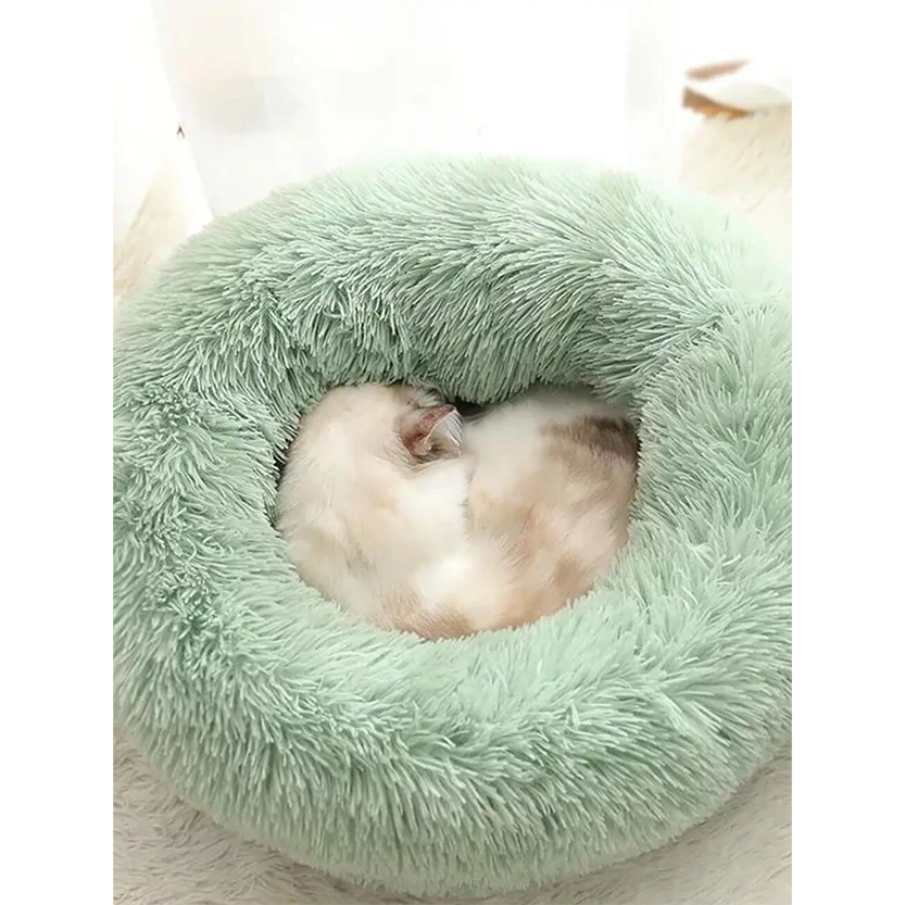 Pat and Pet Emporium | Pet Beds | Fluffy Plush Donut Pet Nest
