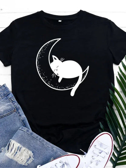 Pat and Pet Emporium | Pet Lovers | Shirts | Women's Cat Moon Tee