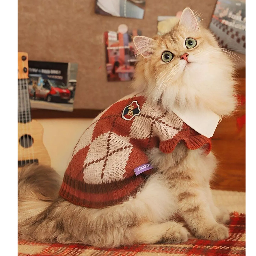 Pat and Pet Emporium | Pet Clothing | Argyle Pattern Pet Sweater