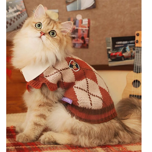 Pat and Pet Emporium | Pet Clothing | Argyle Pattern Pet Sweater