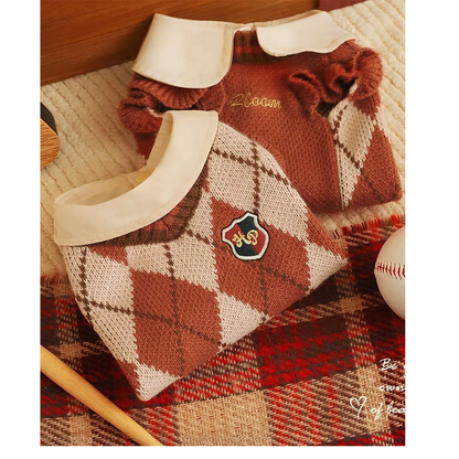 Pat and Pet Emporium | Pet Clothing | Argyle Pattern Pet Sweater