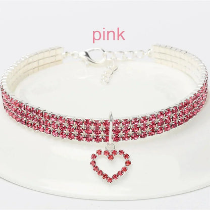Pat and Pet Emporium | Pet Collars | Rhinestone Heart Collar