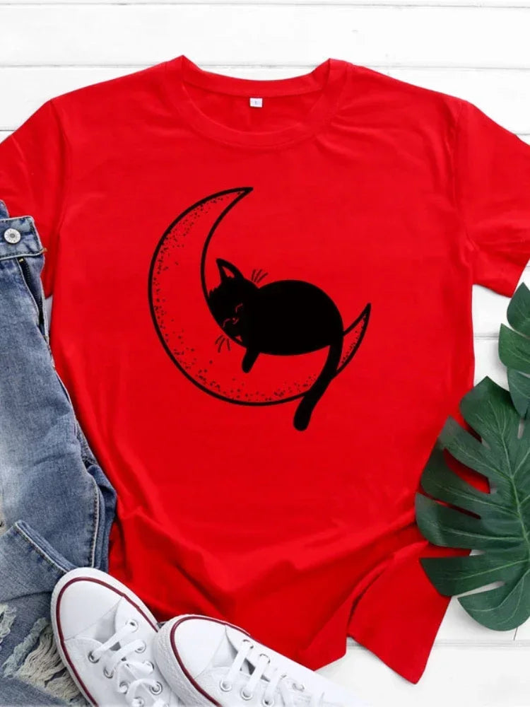 Pat and Pet Emporium | Pet Lovers | Shirts | Women's Cat Moon Tee