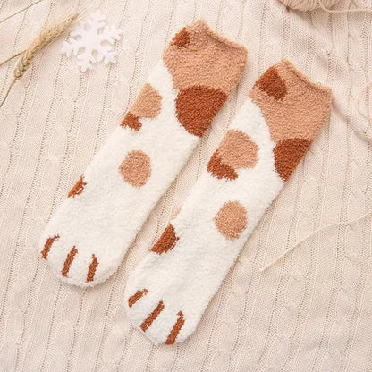 Pat and Pet Emporium | Socks | Women's Fluffy Animal Paw Socks