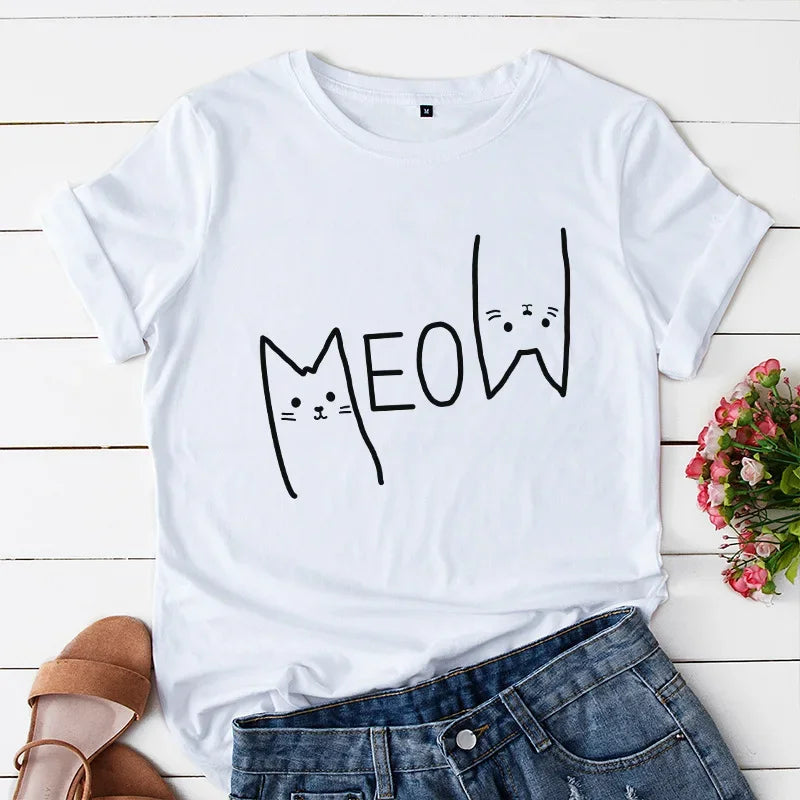 Pat and Pet Emporium | Pet Lovers | Shirts | Meow Cat Print Tee