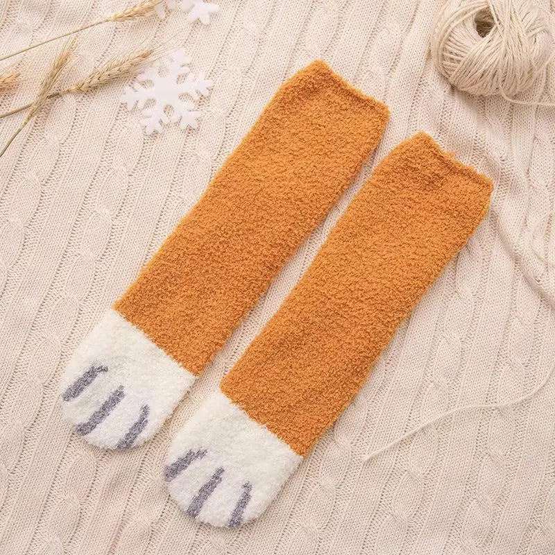 Pat and Pet Emporium | Socks | Women's Fluffy Animal Paw Socks